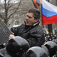 A pro-Russian demonstrator scuffles with police during a rally in Donetsk, Ukraine on March 16.